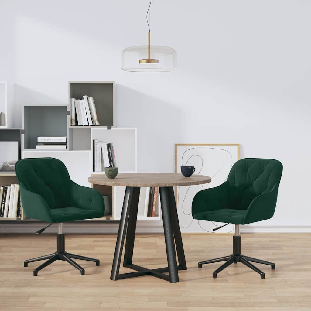 Eetkamerstoelen draaibaar 2 st fluweel donkergroen is nu te koop bij PeponiXL, paradijselijk wonen!