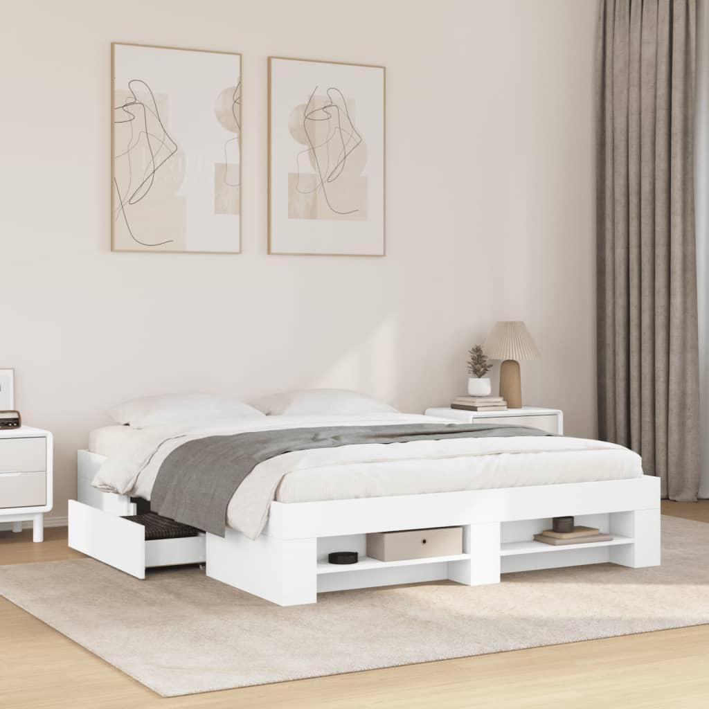 Bedframe zonder matras 160x200 cm spaanplaat wit is nu te koop bij PeponiXL, paradijselijk wonen!