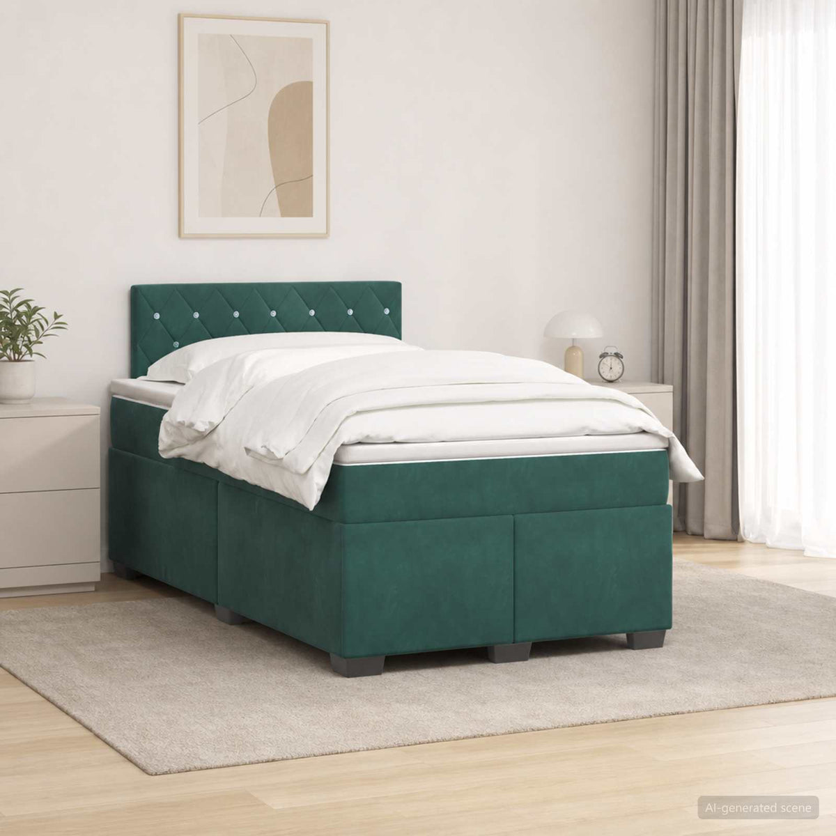 Boxspringbed met matras Donkergroen 120 x 190 cm Fluweel is nu te koop bij PeponiXL, paradijselijk wonen!
