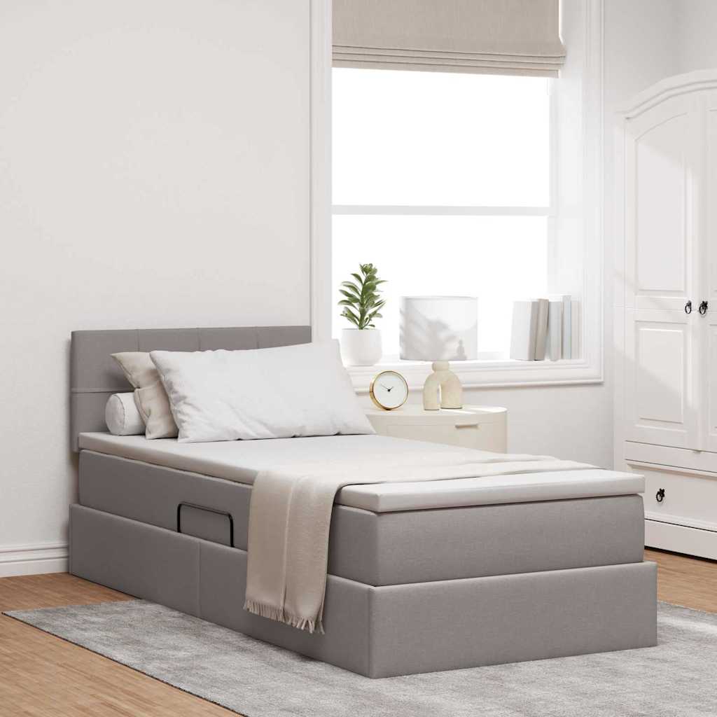 Opbergbed met LED met matras met LED Taupe 100 x 200 cm Stof is nu te koop bij PeponiXL, paradijselijk wonen!
