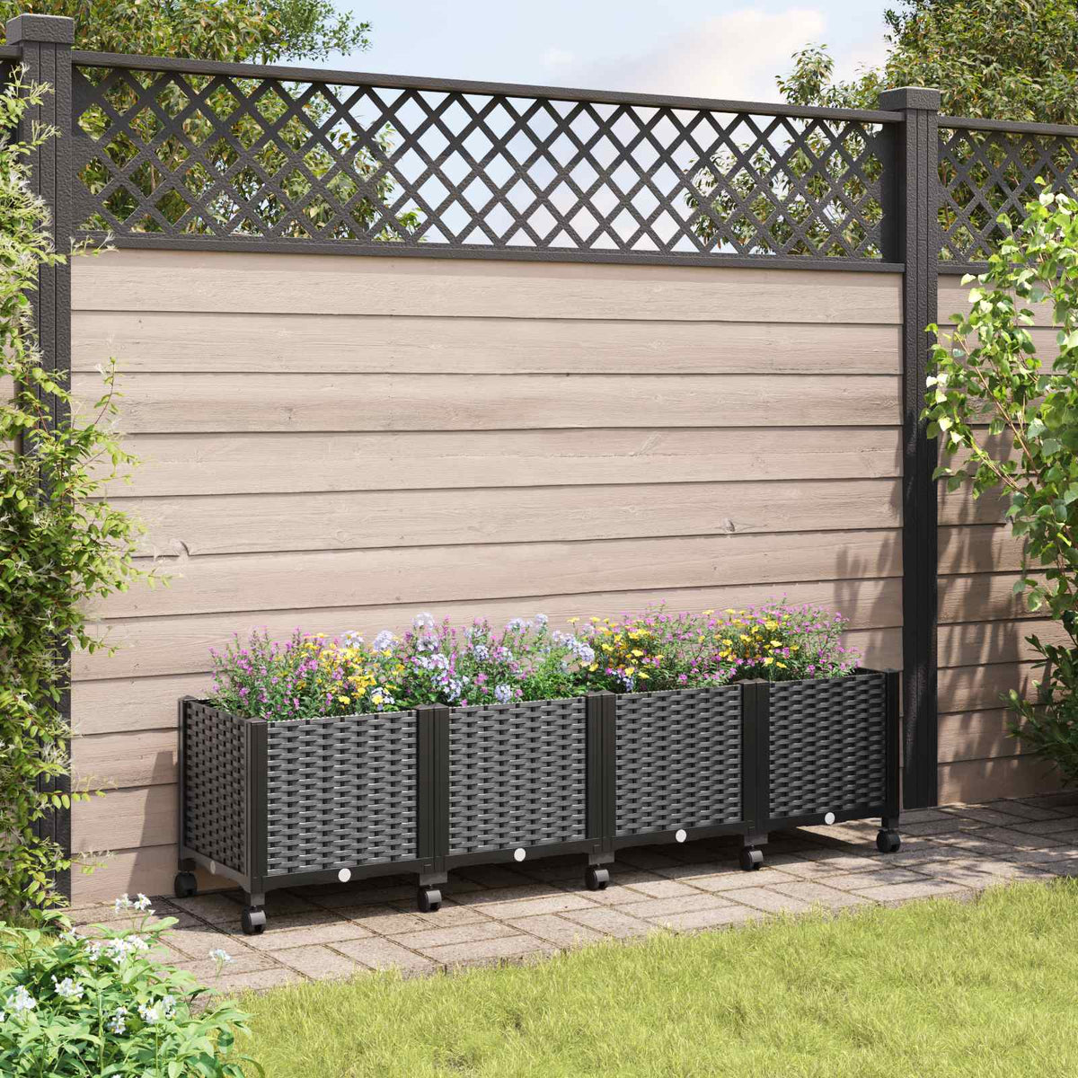Tuinschaal met wielen Zwart 160 x 40 x 44 cm PP is nu te koop bij PeponiXL, paradijselijk wonen!