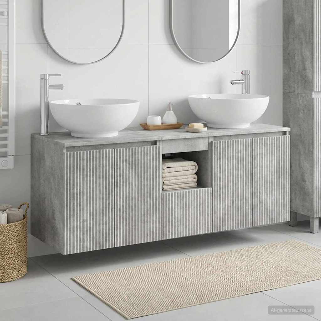 Badkamerkastenset 3 st Betongrijs 49,5 x 44,5 x 65 cm is nu te koop bij PeponiXL, paradijselijk wonen!