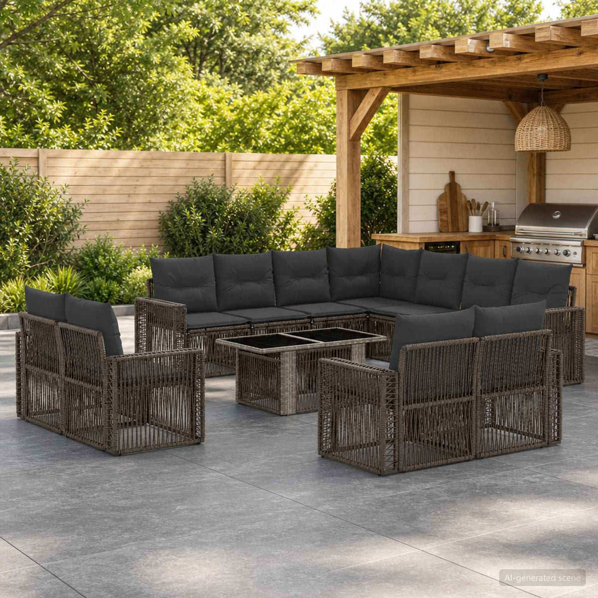 Tuinbankenset 12 st Grijs en Donkergrijs poly rattan is nu te koop bij PeponiXL, paradijselijk wonen!
