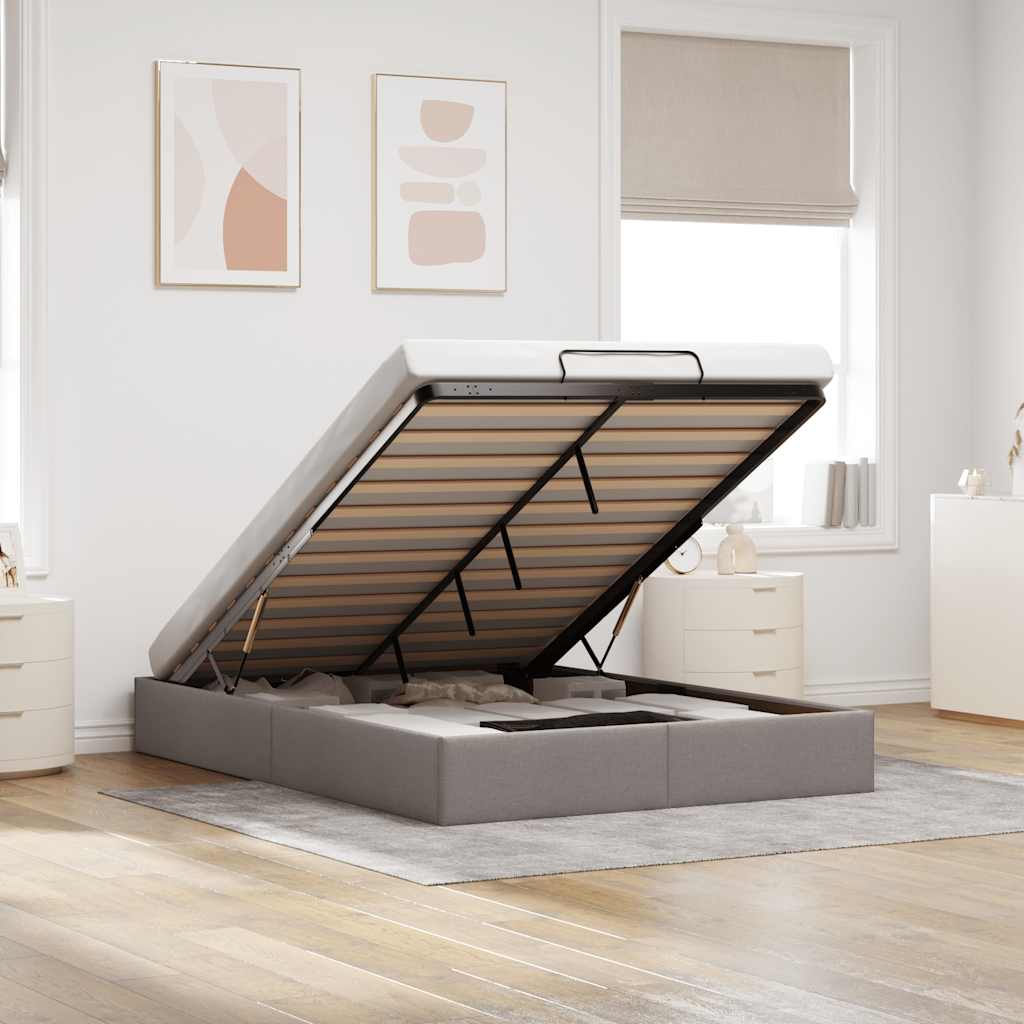 Bedframe zonder matras 140x190 cm stof taupe is nu te koop bij PeponiXL, paradijselijk wonen!