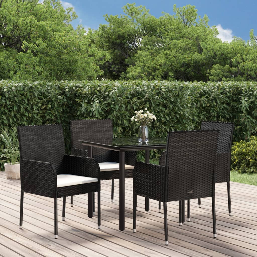 5-delige Tuinset met kussens poly rattan zwart is nu te koop bij PeponiXL, paradijselijk wonen!