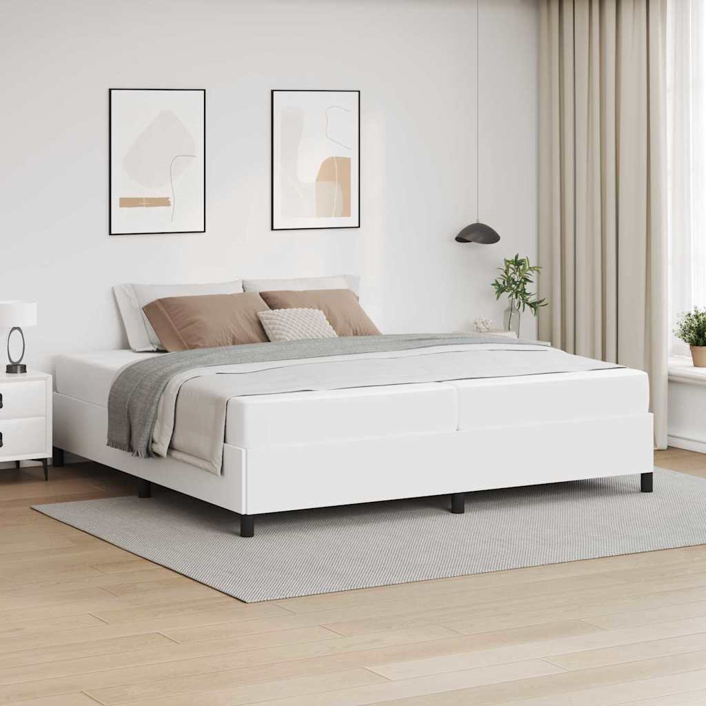 Bedframe met matras Wit 200 x 200 cm Stof is nu te koop bij PeponiXL, paradijselijk wonen!