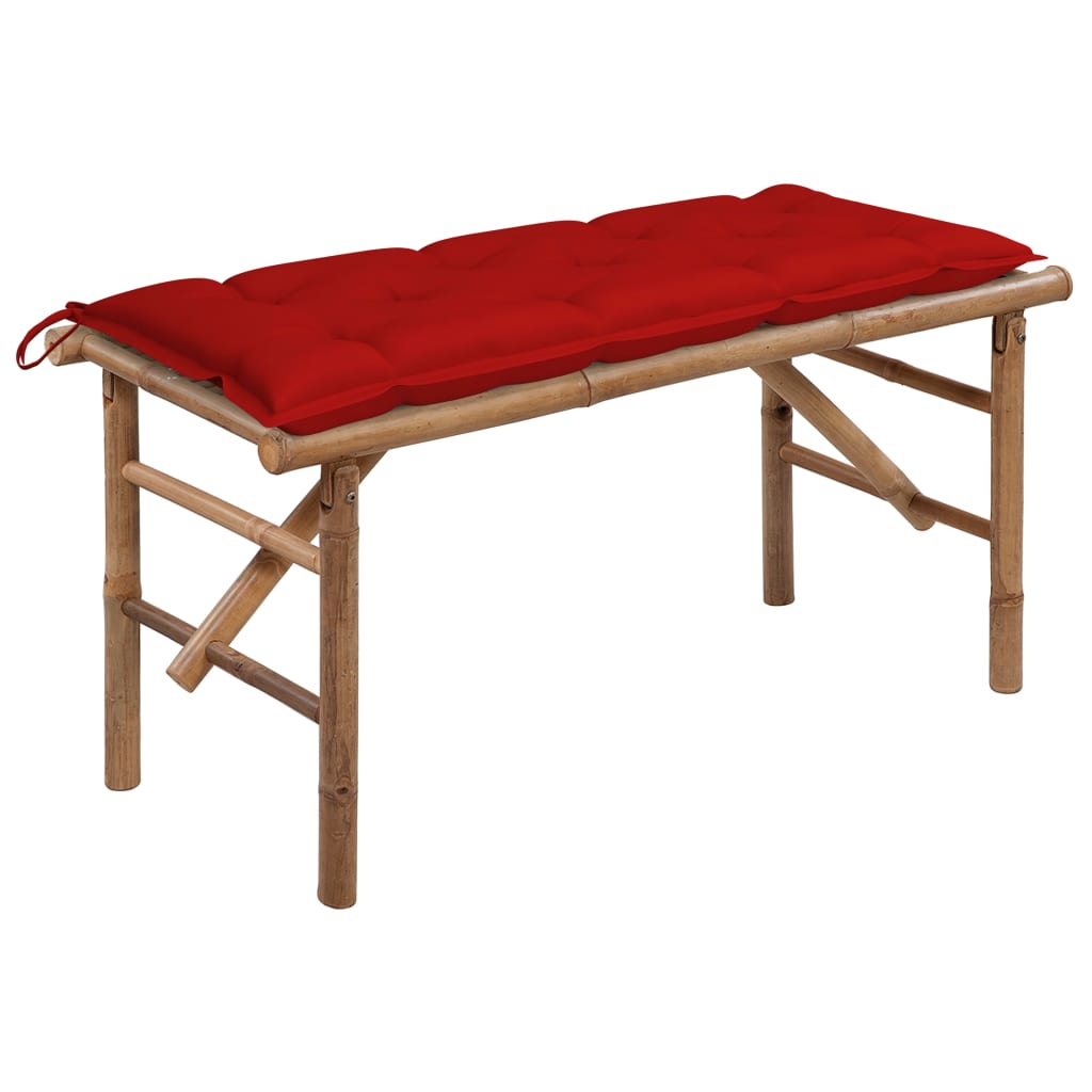Tuinbank inklapbaar met kussen 118 cm bamboe is nu te koop bij PeponiXL, paradijselijk wonen!