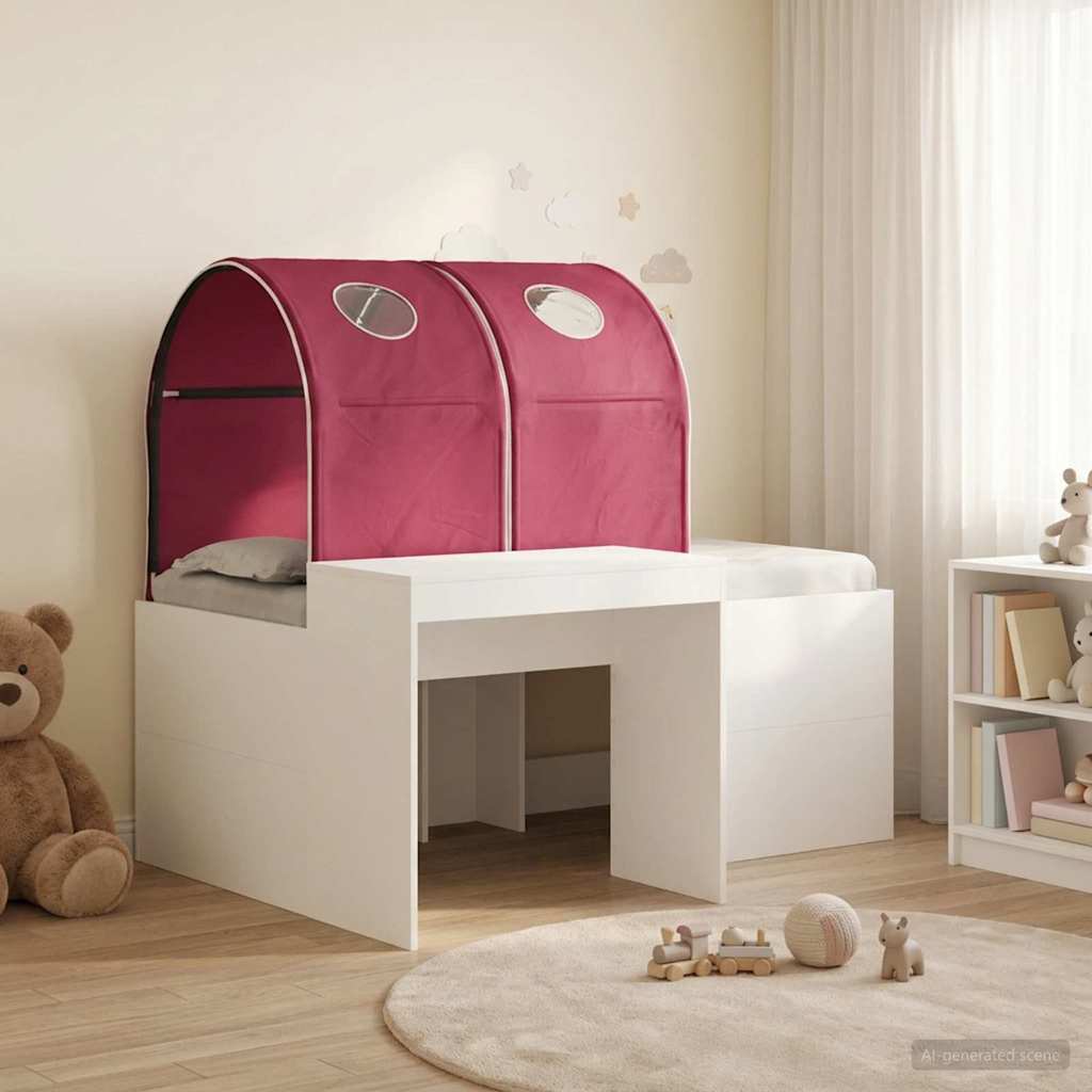 Bed met Tunnel 3 st Artisian Eik en Rood Bewerkt hout is nu te koop bij PeponiXL, paradijselijk wonen!