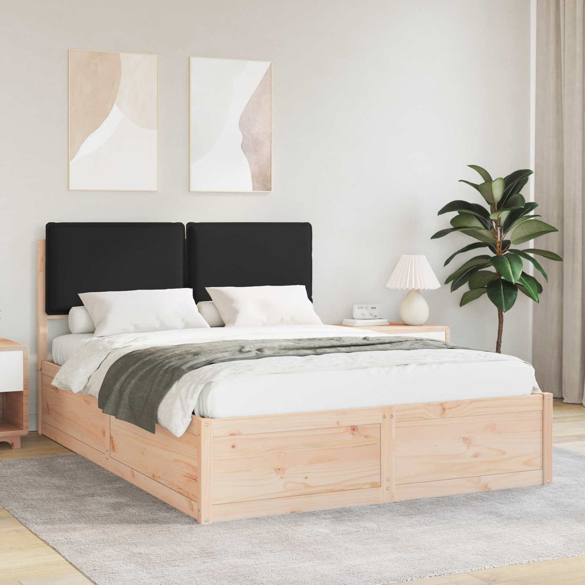 Bedframe met Gevoerd Hoofdgedeelte Zwart 140 x 190 cm is nu te koop bij PeponiXL, paradijselijk wonen!