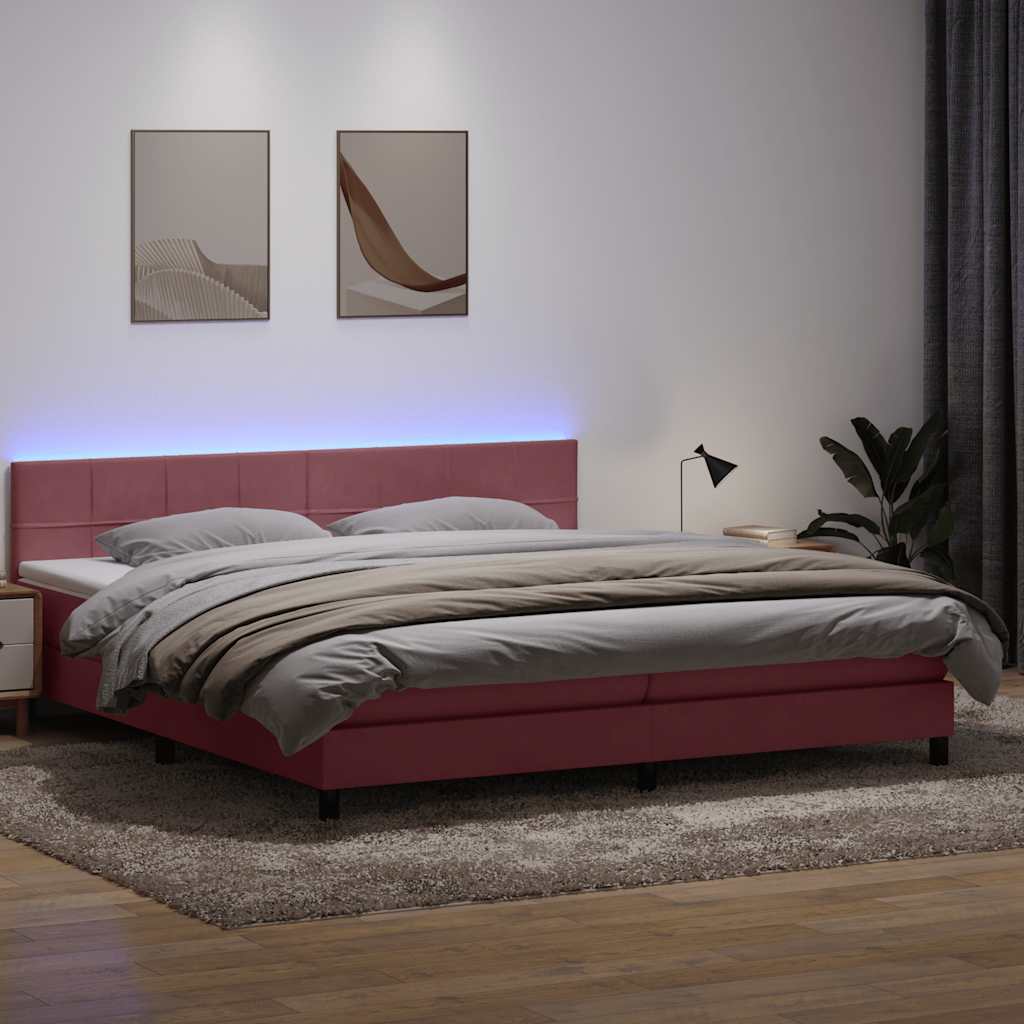 Boxspring met matras en LED fluweel roze 180x210 cm is nu te koop bij PeponiXL, paradijselijk wonen!