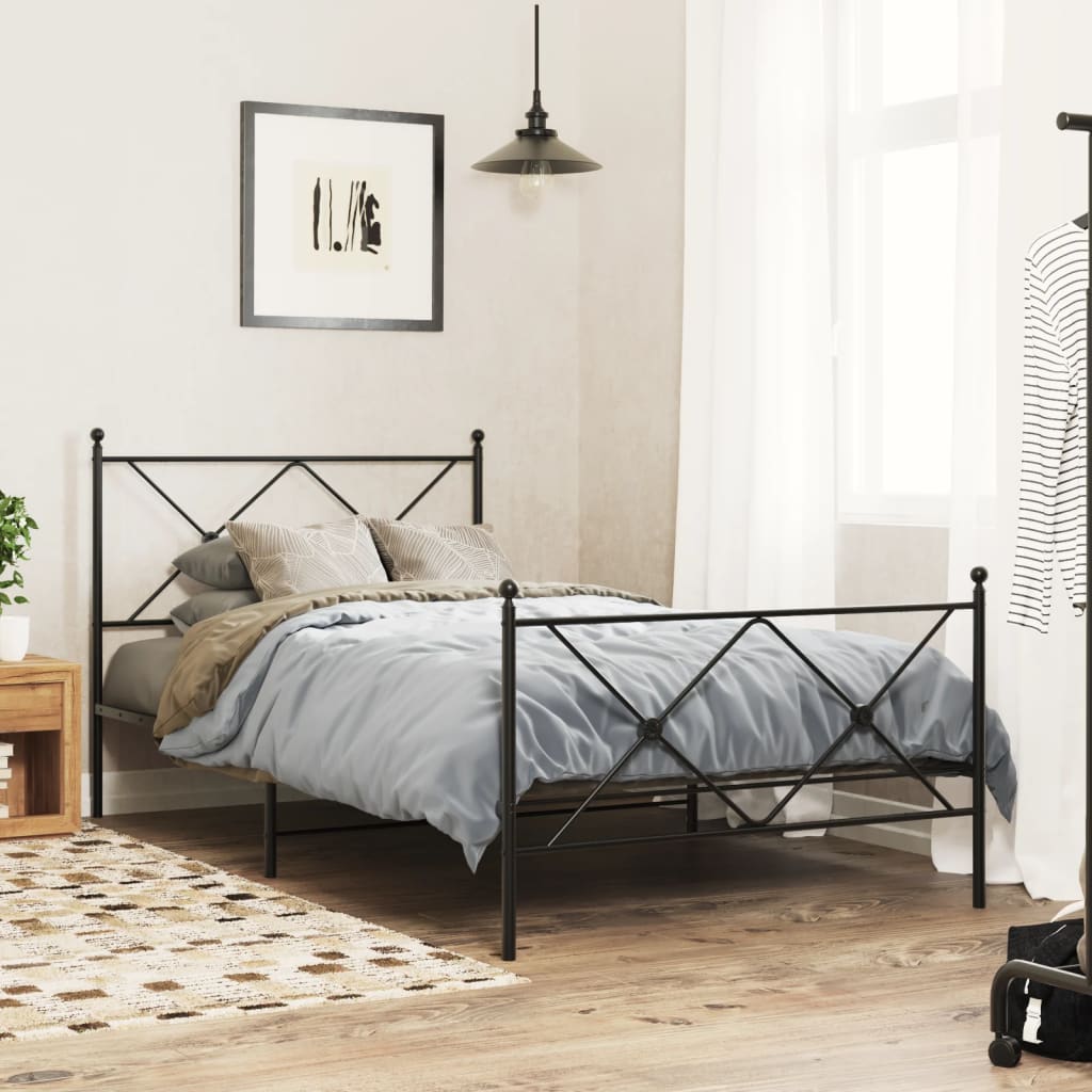 Bedframe met hoofd- en voeteneinde metaal zwart 100x200 cm is nu te koop bij PeponiXL, paradijselijk wonen!