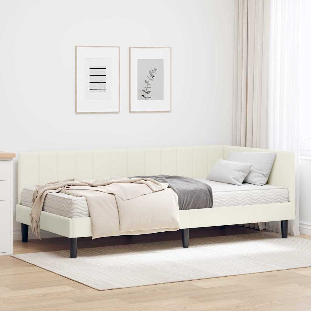 Hoekbedframe met Matras met hoofdeinde 2 pcs Crème Fluweel is nu te koop bij PeponiXL, paradijselijk wonen!
