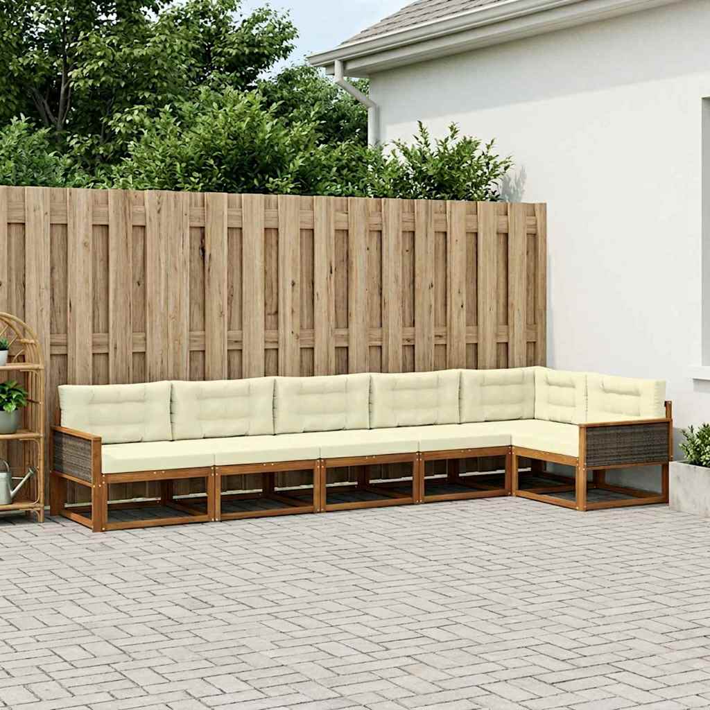 Buiten bankenset met kussen 6 pcs Natuurlijk en Crème is nu te koop bij PeponiXL, paradijselijk wonen!