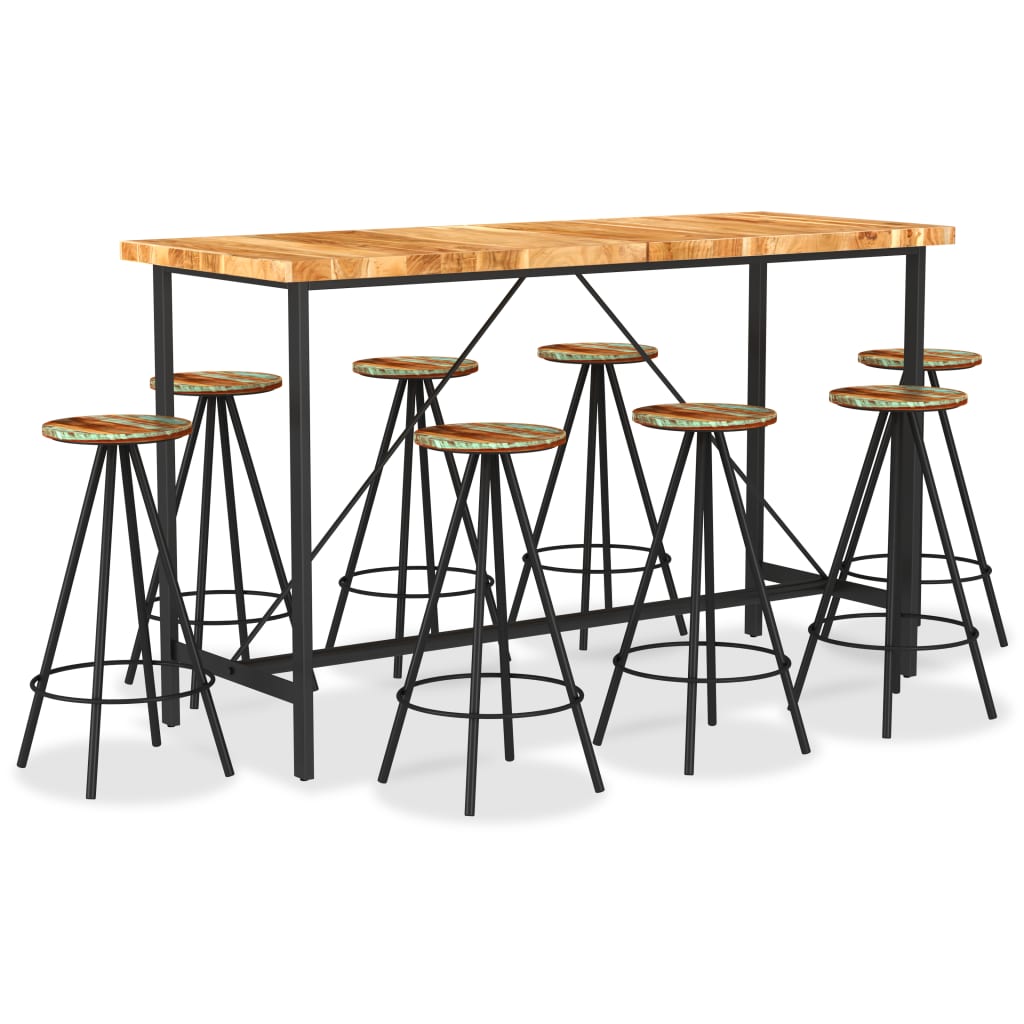 9-delige Barset massief acaciahout en massief gerecycled hout is nu te koop bij PeponiXL, paradijselijk wonen!