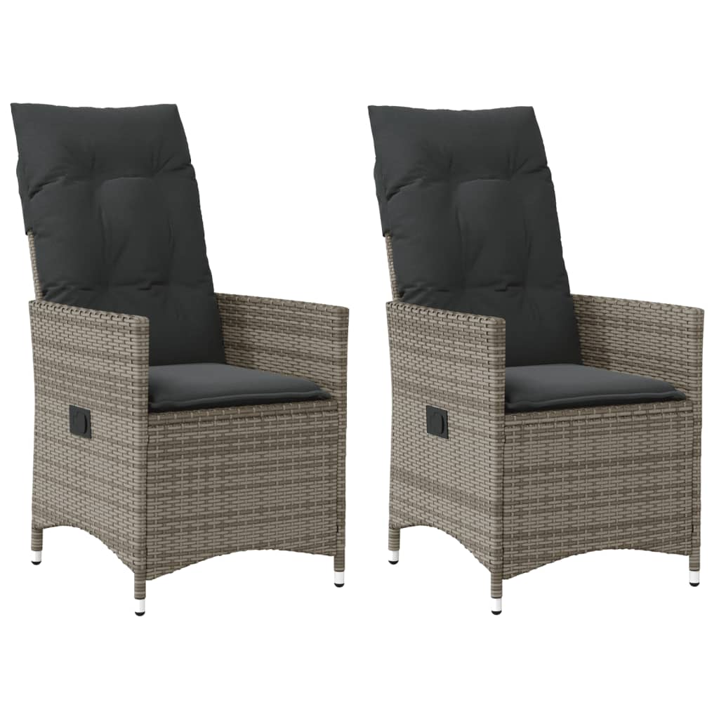 Tuinstoelen 2 st verstelbaar met kussens poly rattan grijs is nu te koop bij PeponiXL, paradijselijk wonen!