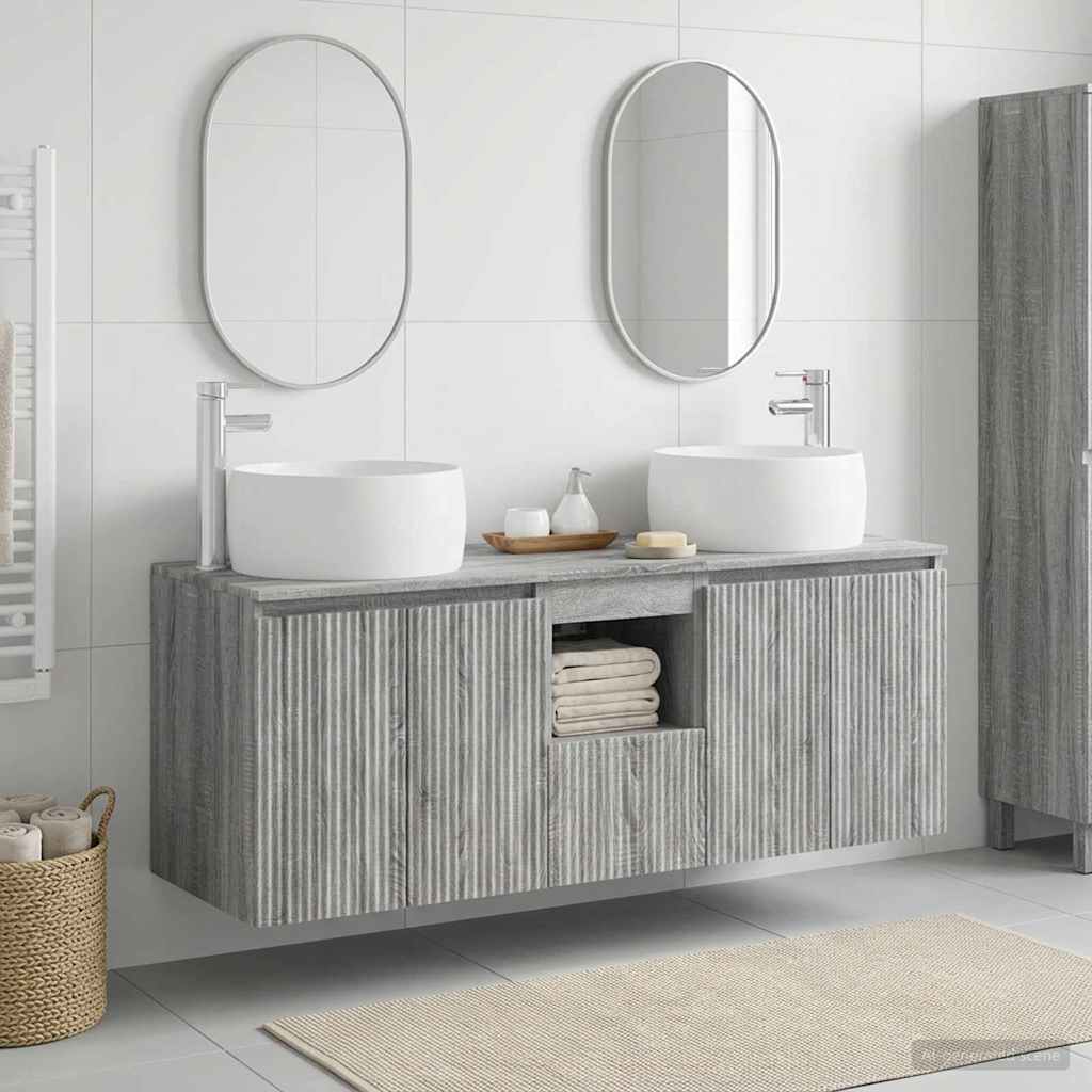 Badkamerkastenset 3 st Grijs Sonoma 49,5 x 44,5 x 66 cm is nu te koop bij PeponiXL, paradijselijk wonen!