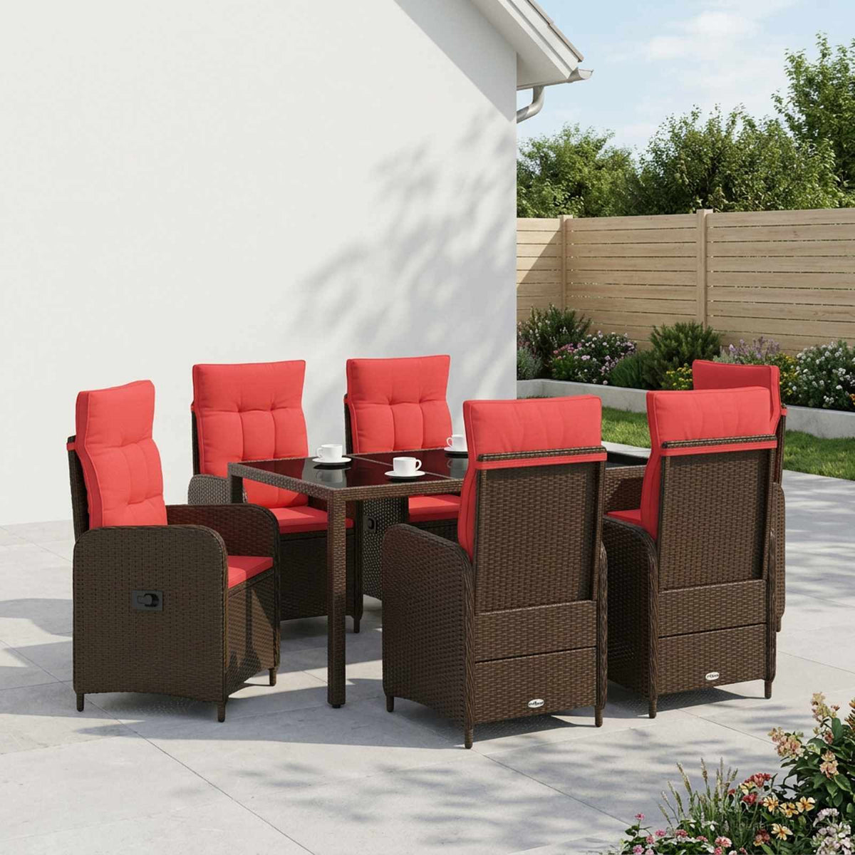 Buiten eettafelset 7 pcs poly rattan is nu te koop bij PeponiXL, paradijselijk wonen!
