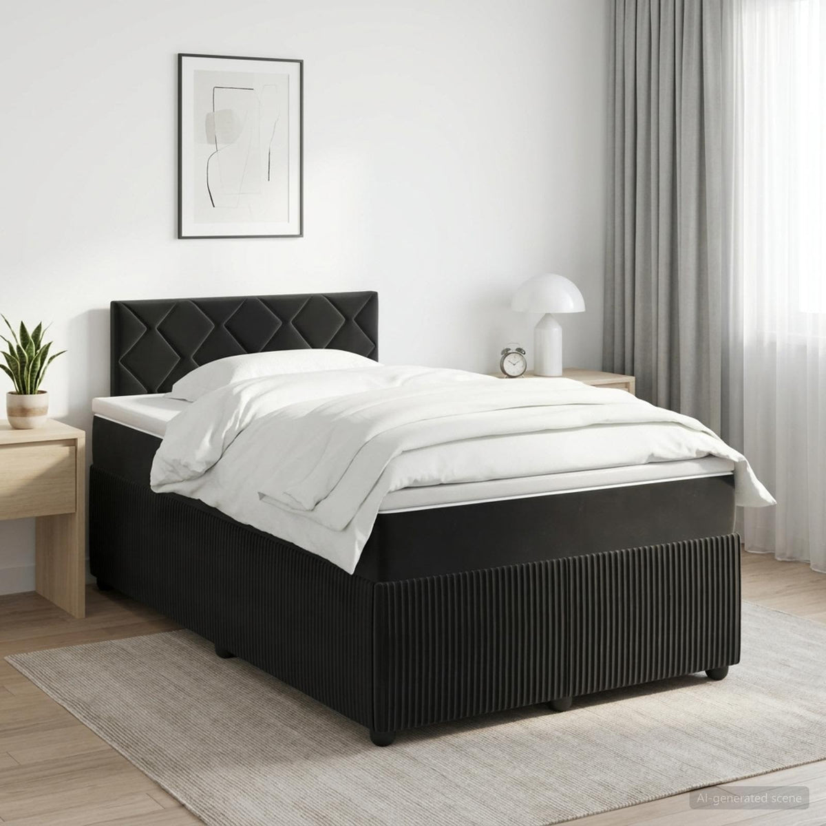Boxspringbed met matras Zwart 120 x 190 cm Fluweel is nu te koop bij PeponiXL, paradijselijk wonen!