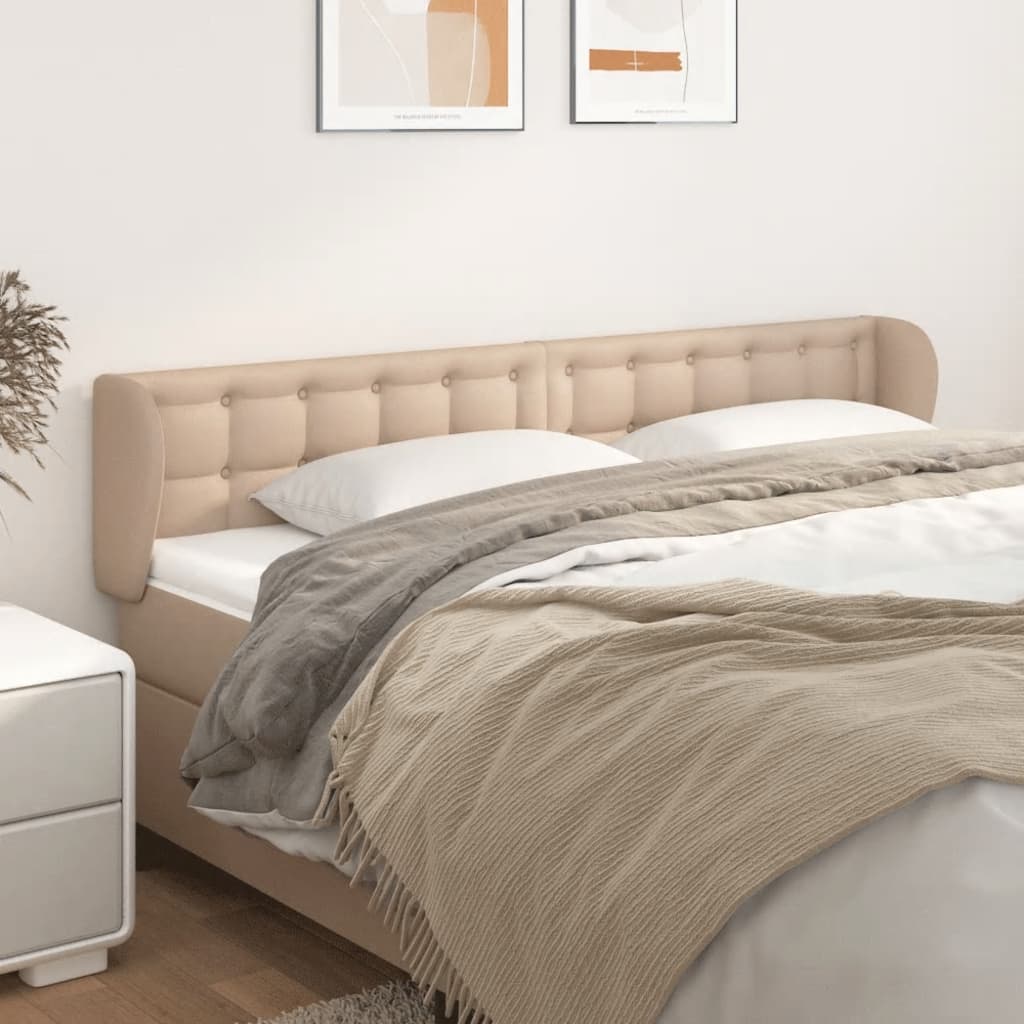 Hoofdbord met randen 163x23x78/88 cm kunstleer cappuccinokleur is nu te koop bij PeponiXL, paradijselijk wonen!