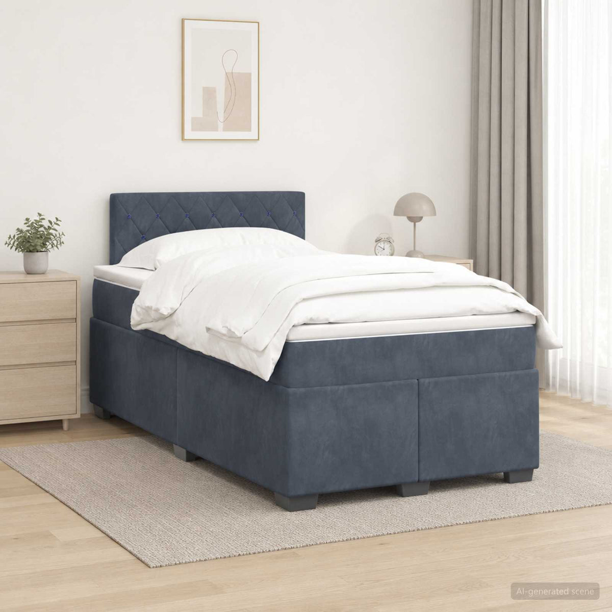 Boxspringbed met matras Donkergrijs 120 x 200 cm Fluweel is nu te koop bij PeponiXL, paradijselijk wonen!