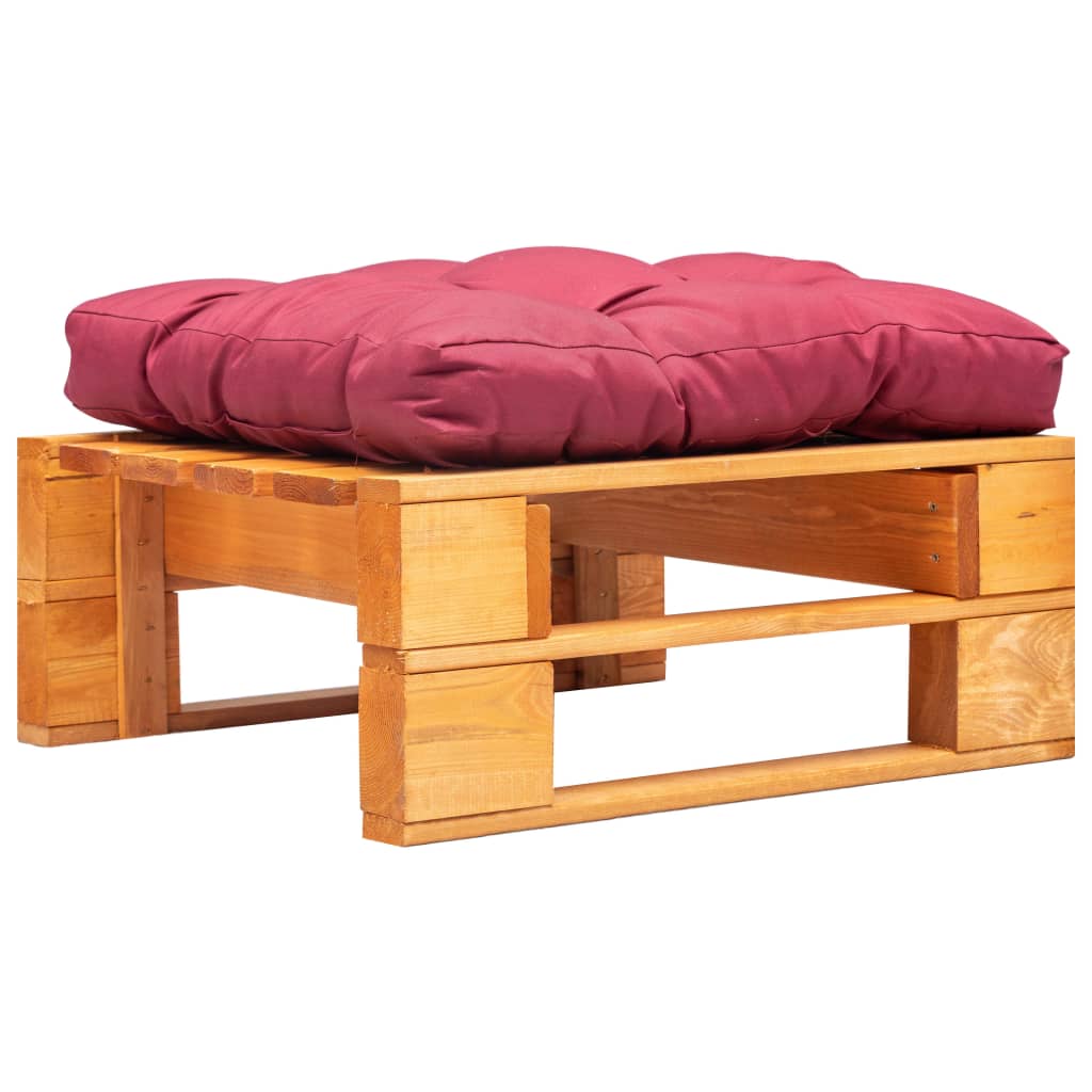 Tuinpoef met rood kussen pallet hout honingbruin is nu te koop bij PeponiXL, paradijselijk wonen!