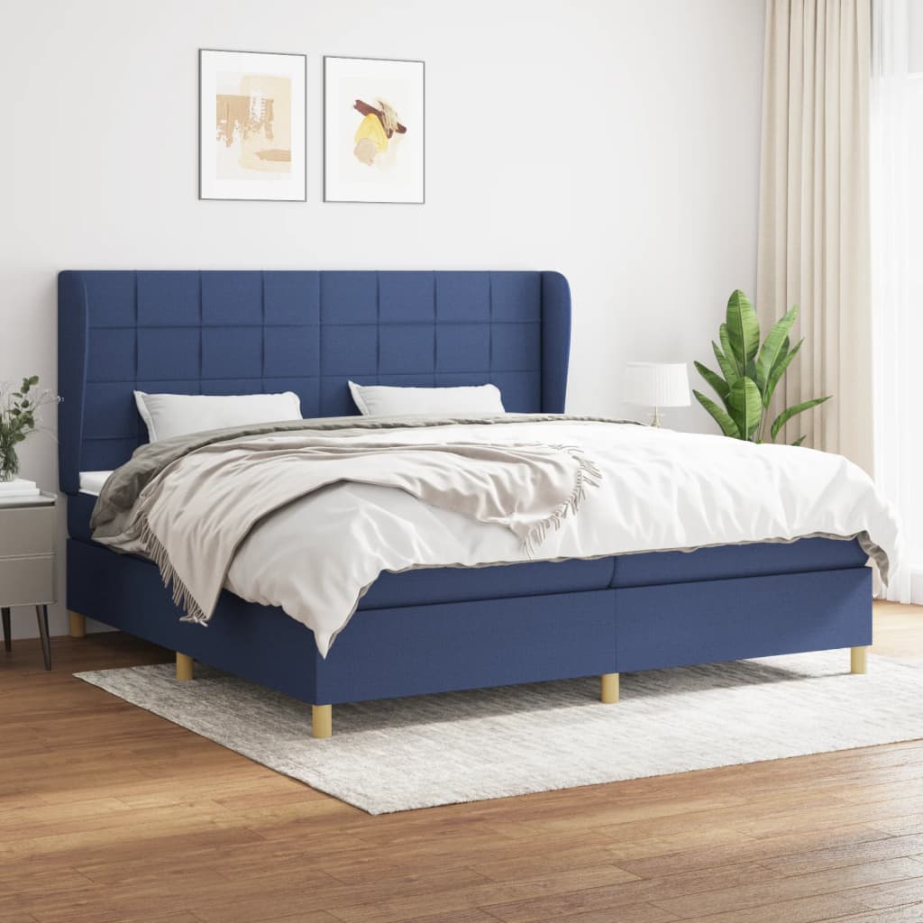 Boxspring met matras stof blauw 200x200 cm is nu te koop bij PeponiXL, paradijselijk wonen!