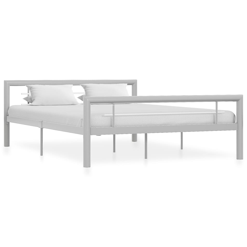 Bedframe metaal grijs en wit 140x200 cm is nu te koop bij PeponiXL, paradijselijk wonen!