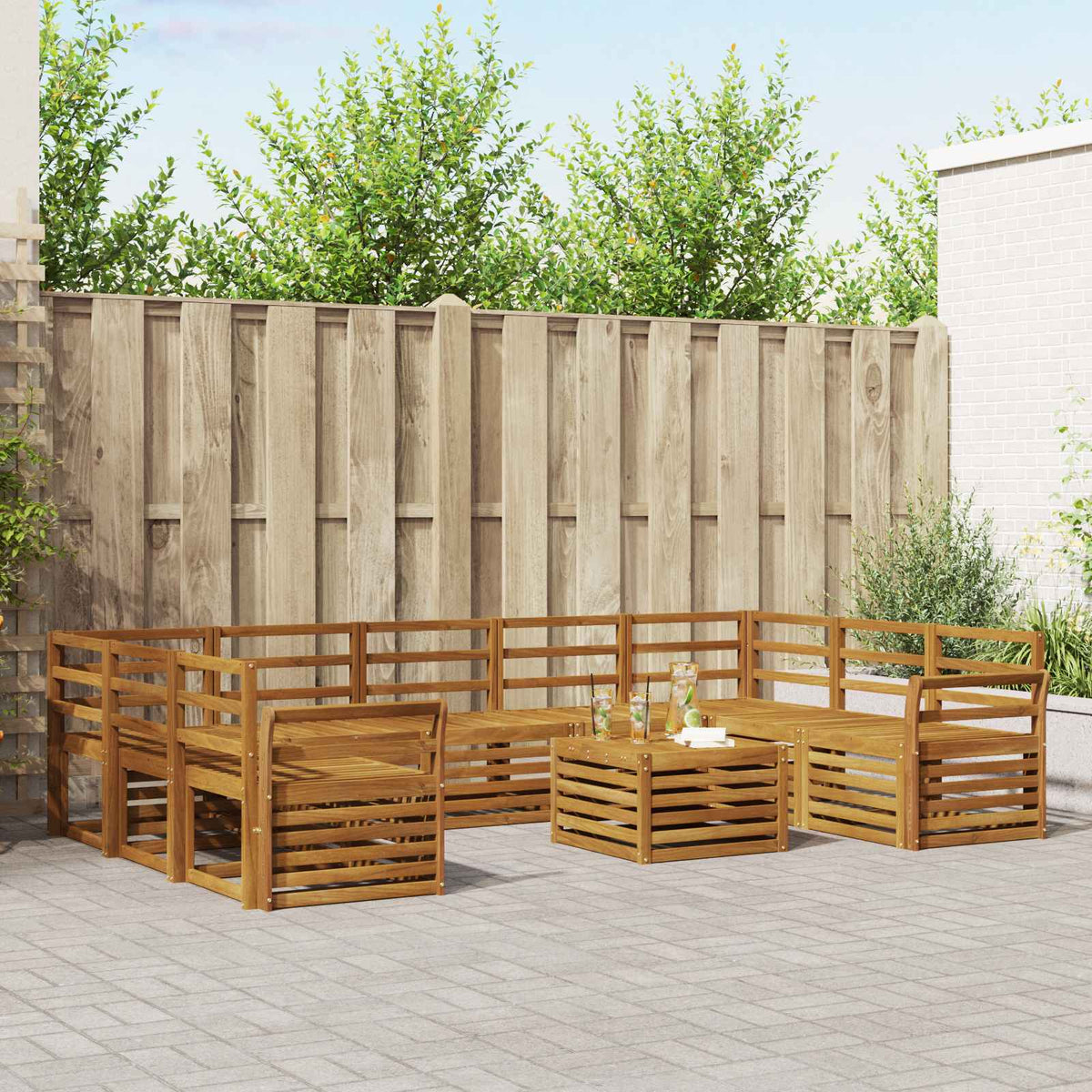 Sofa-Sets 10 pcs Naturel Massief Acaciahout is nu te koop bij PeponiXL, paradijselijk wonen!
