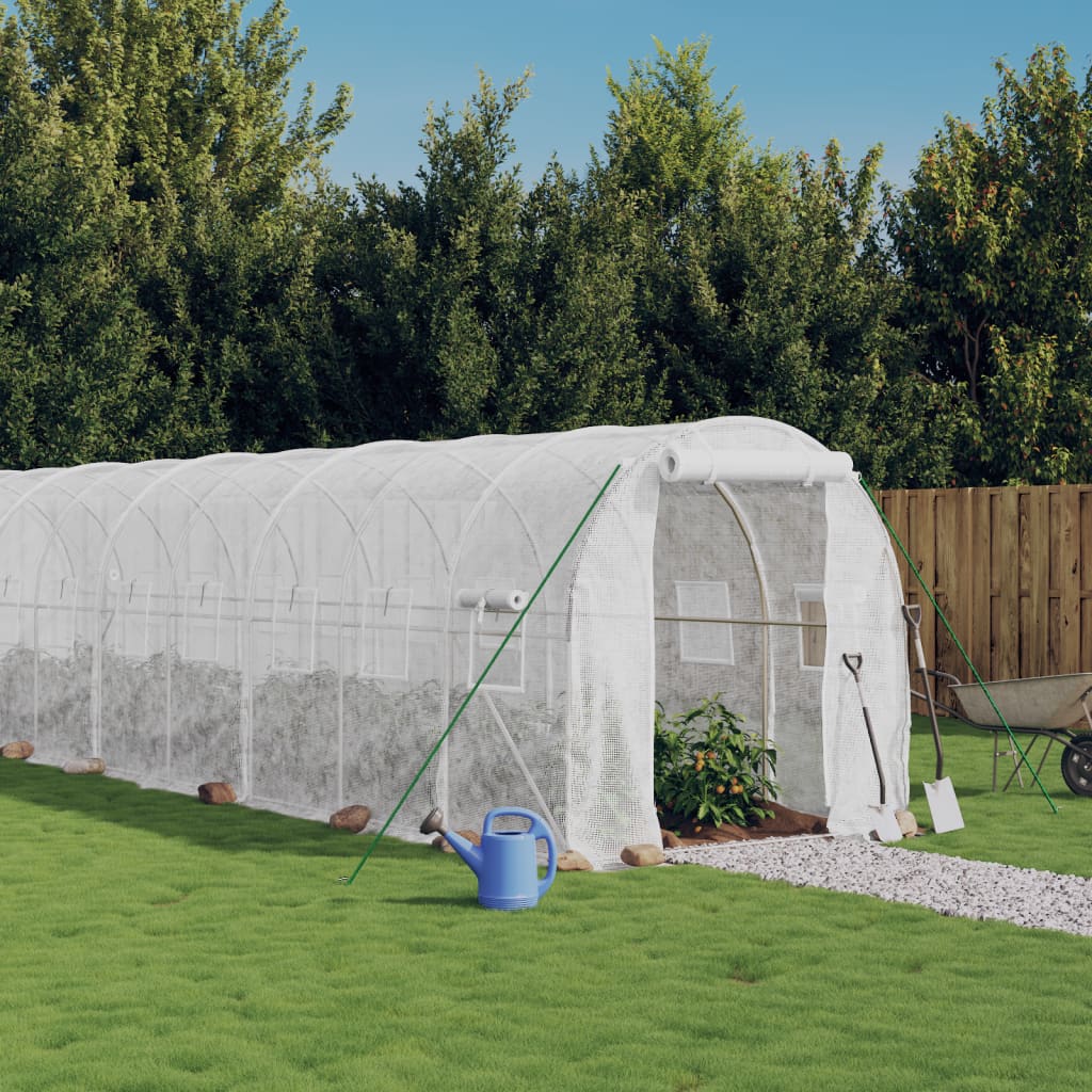 Tuinkas met stalen frame 28 m² 14x2x2 m wit is nu te koop bij PeponiXL, paradijselijk wonen!