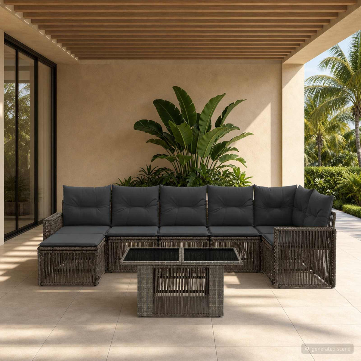 Tuinbankenset 8 st Grijs en Donkergrijs poly rattan is nu te koop bij PeponiXL, paradijselijk wonen!