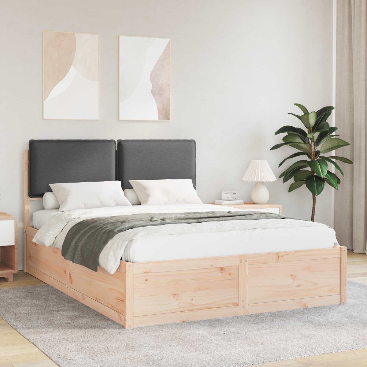 Bedframe met Gevoerd Hoofdgedeelte Donkergrijs 150 x 200 cm is nu te koop bij PeponiXL, paradijselijk wonen!