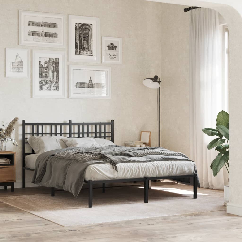 Bedframe met hoofdbord metaal zwart 120x190 cm is nu te koop bij PeponiXL, paradijselijk wonen!