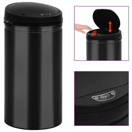 Prullenbak met automatische sensor 50 L koolstofstaal zwart is nu te koop bij PeponiXL, paradijselijk wonen!