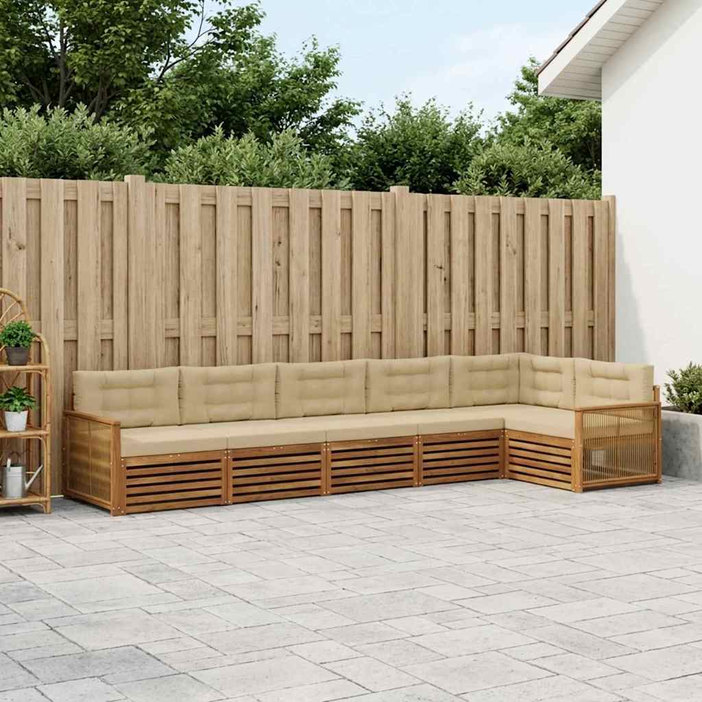 Buiten bankenset met kussen 6 pcs Natuurlijk en Beige is nu te koop bij PeponiXL, paradijselijk wonen!