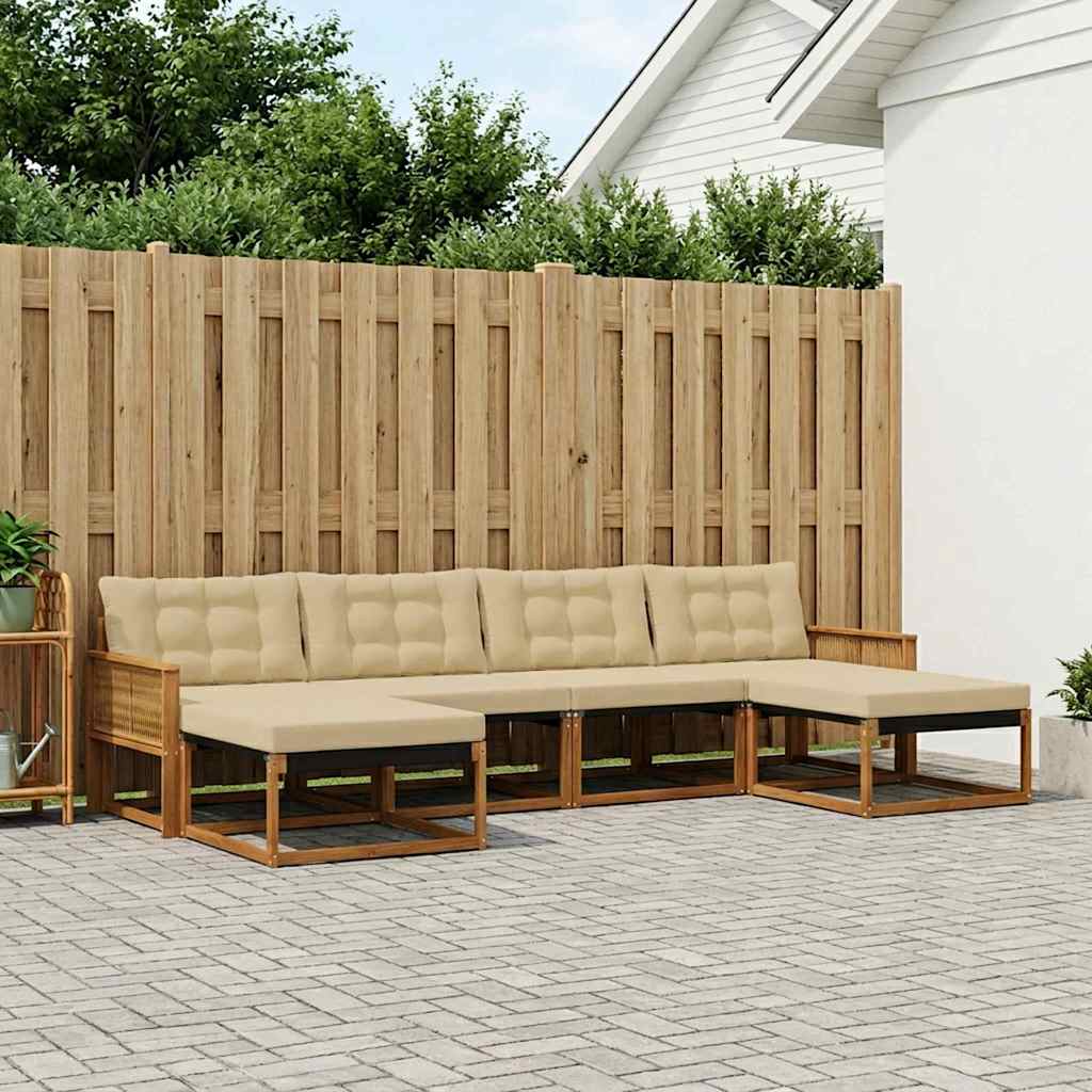 Buiten bankenset met kussen 6 pcs Natuurlijk en Beige is nu te koop bij PeponiXL, paradijselijk wonen!