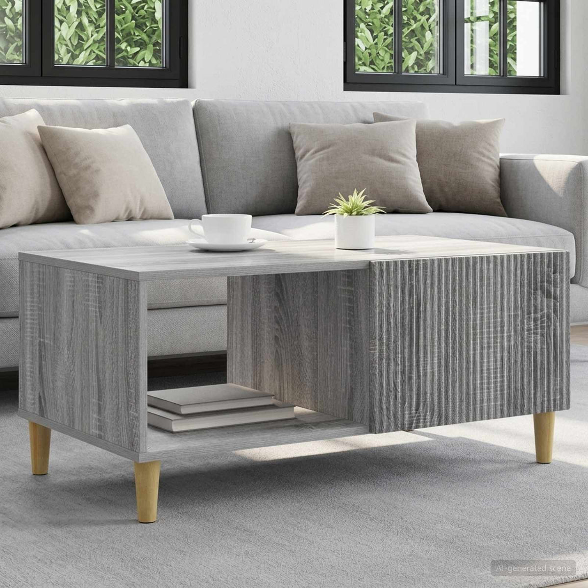 Salontafel Grijs sonoma 90 x 50 x 40 cm Bewerkt hout is nu te koop bij PeponiXL, paradijselijk wonen!
