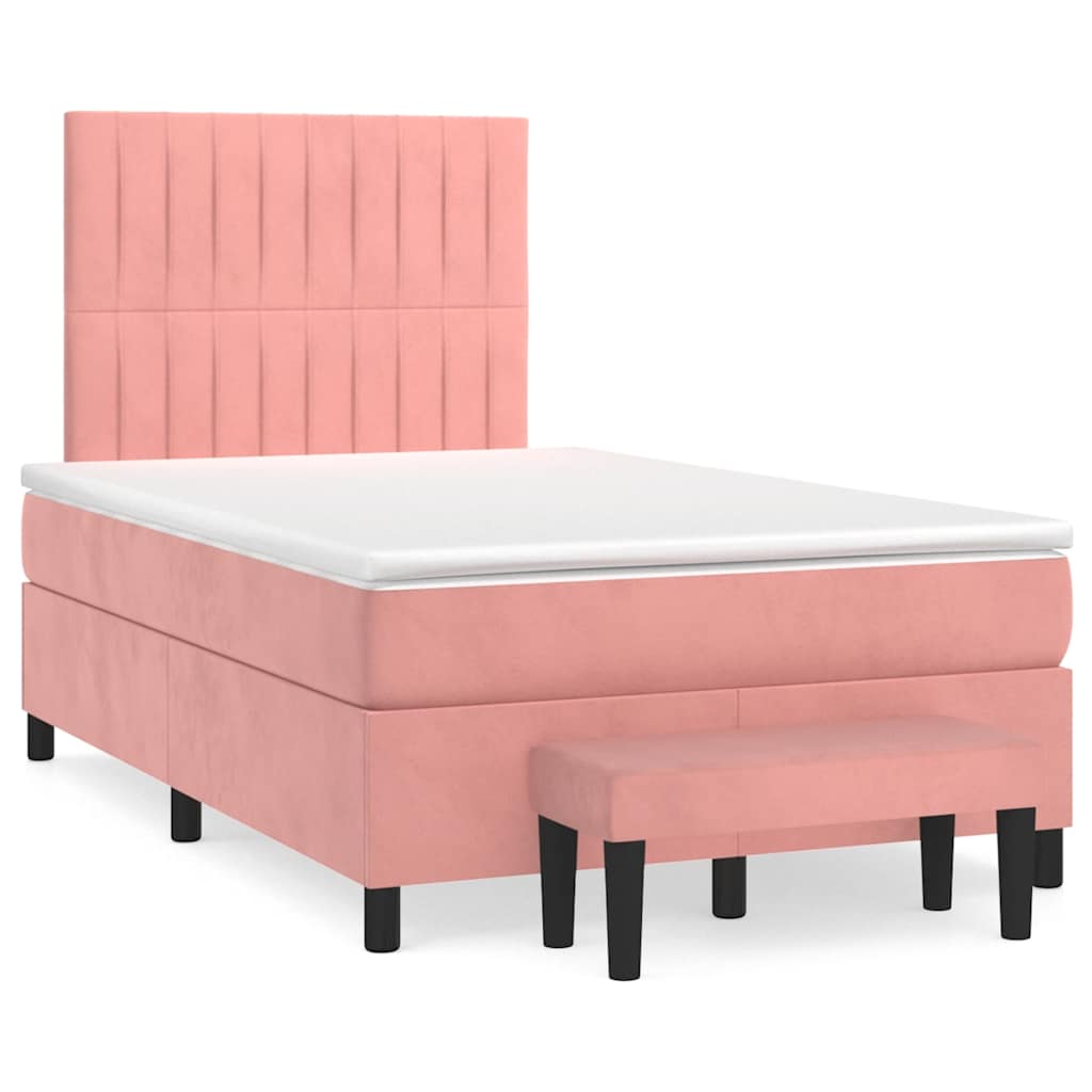 Boxspring met matras fluweel roze 120x190 cm is nu te koop bij PeponiXL, paradijselijk wonen!