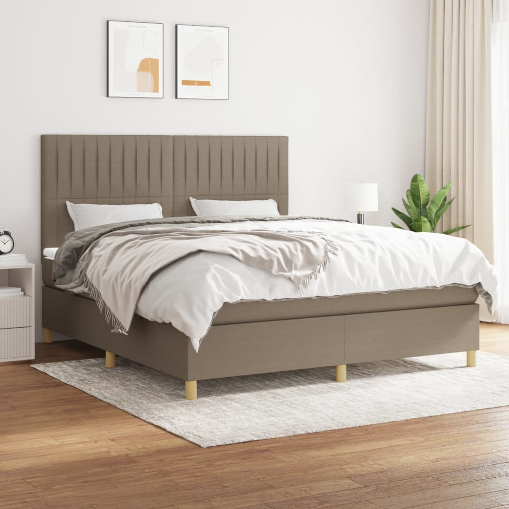Boxspring met matras stof taupe 160x200 cm is nu te koop bij PeponiXL, paradijselijk wonen!