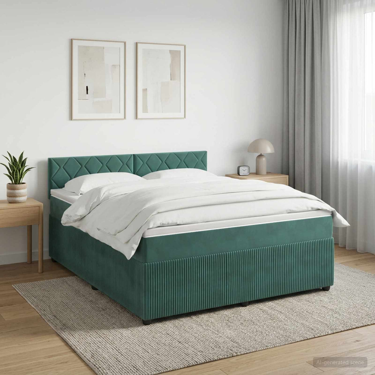 Boxspringbed met matras Donkergroen 140 x 200 cm Fluweel is nu te koop bij PeponiXL, paradijselijk wonen!