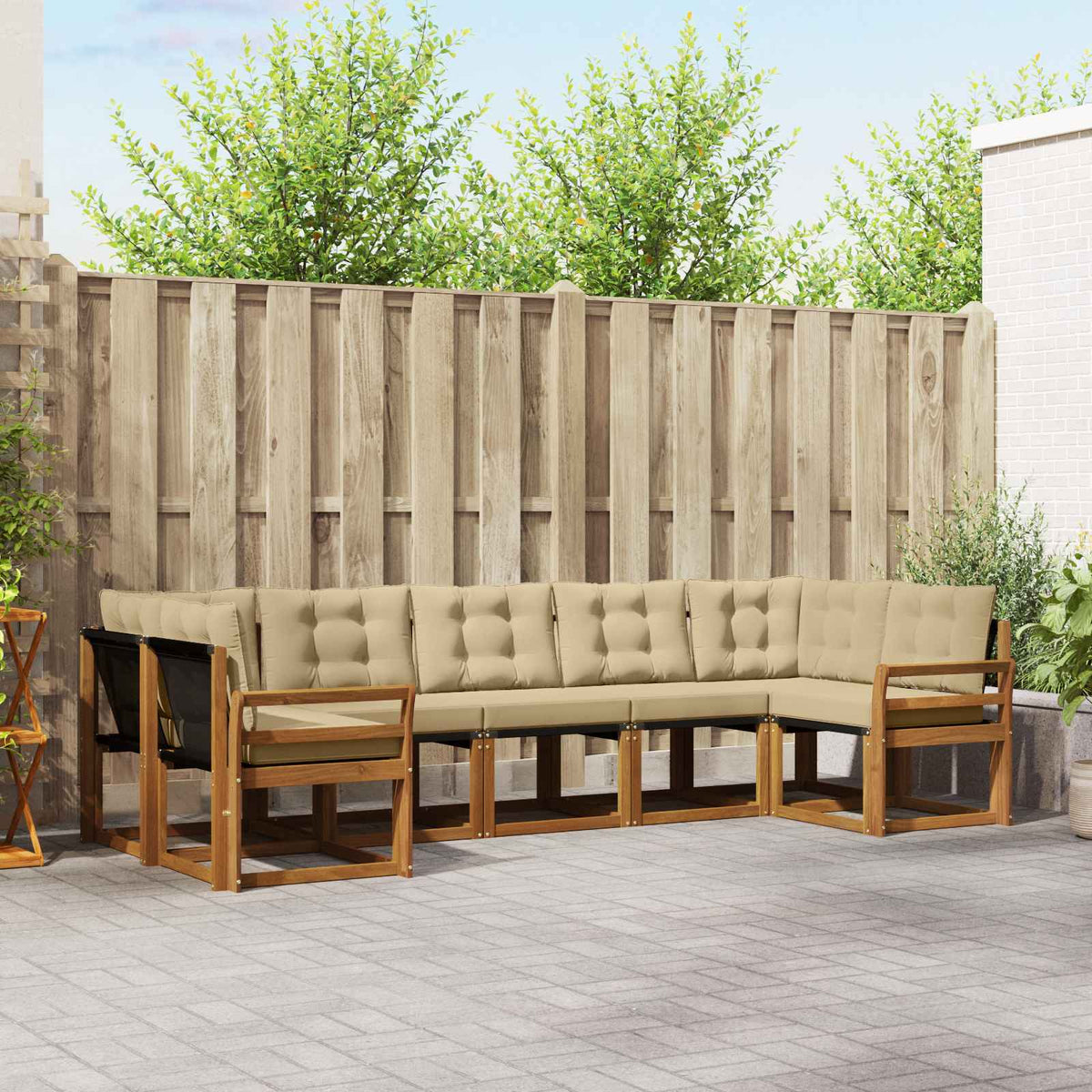 Buiten bankenset met kussen 7 pcs Natuurlijk en Beige is nu te koop bij PeponiXL, paradijselijk wonen!