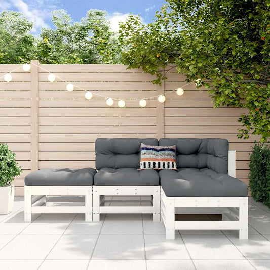4-delige Loungeset massief grenenhout wit is nu te koop bij PeponiXL, paradijselijk wonen!