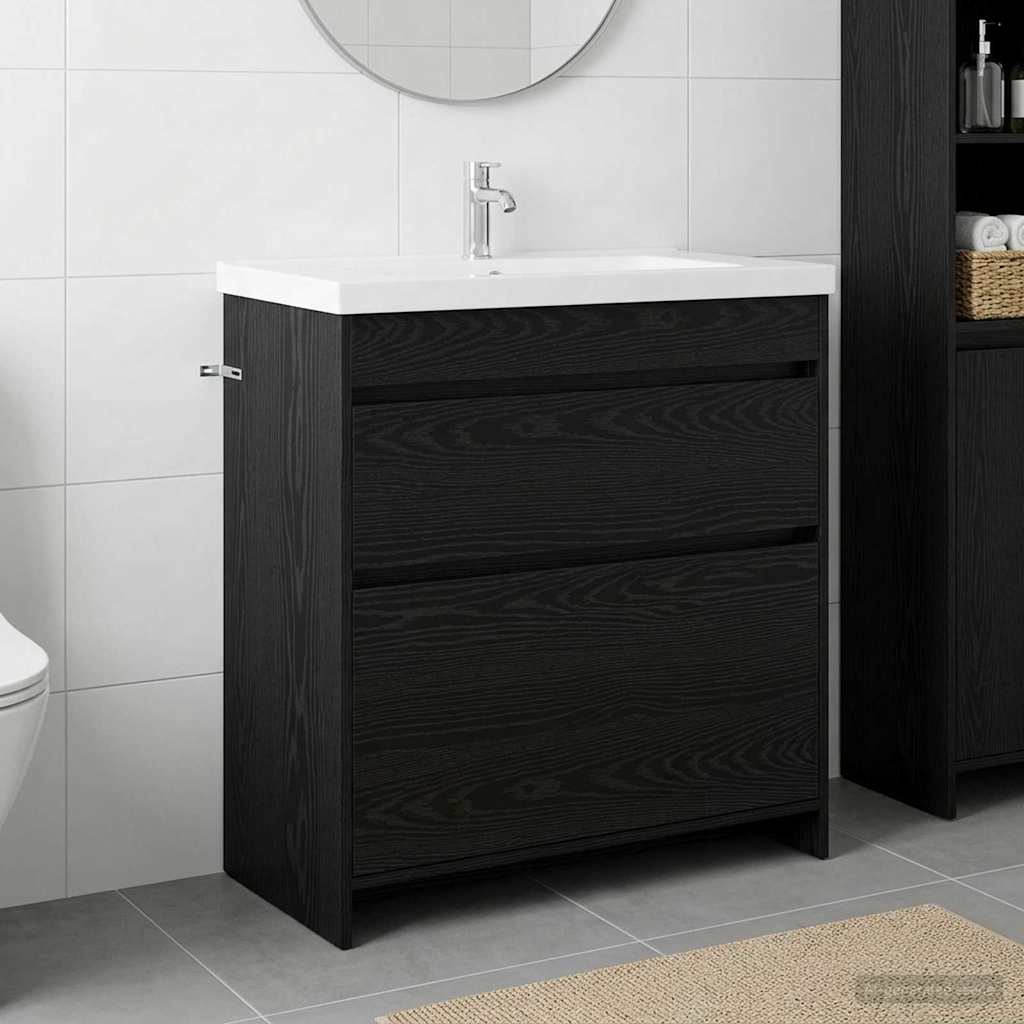 Badkamer Onder Wasbak Kast Zwart eiken 78,5 x 37,5 x 81 cm is nu te koop bij PeponiXL, paradijselijk wonen!