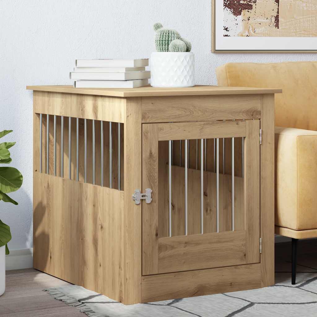 Hondenbench 64,5x80x71 cm bewerkt hout artisanaal eikenkleur is nu te koop bij PeponiXL, paradijselijk wonen!