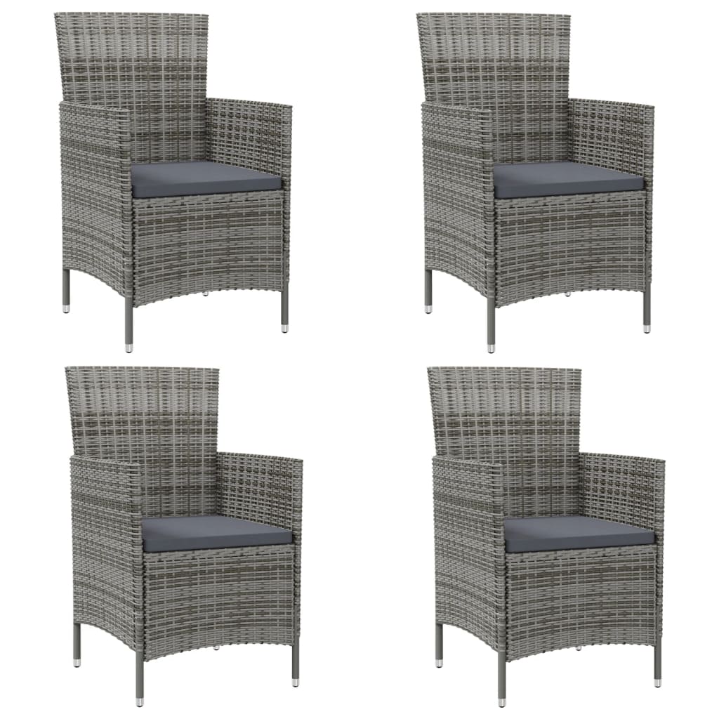 Tuinstoelen 4 st met kussens poly rattan grijs is nu te koop bij PeponiXL, paradijselijk wonen!