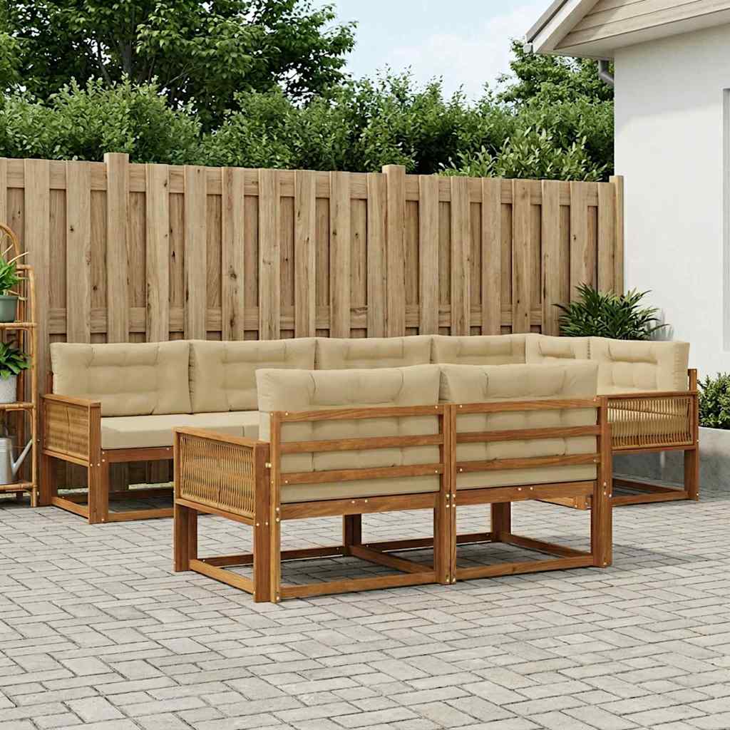 Buiten bankenset met kussen 7 pcs Natuurlijk en Beige is nu te koop bij PeponiXL, paradijselijk wonen!