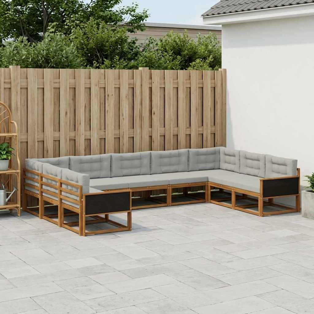 Buiten bankenset met kussen 9 pcs Naturel en lichtgrijs is nu te koop bij PeponiXL, paradijselijk wonen!