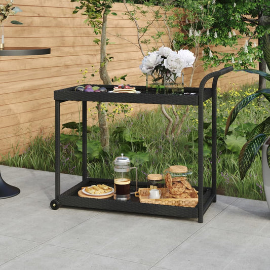 Serveerwagen 100x45x83 cm poly rattan zwart is nu te koop bij PeponiXL, paradijselijk wonen!