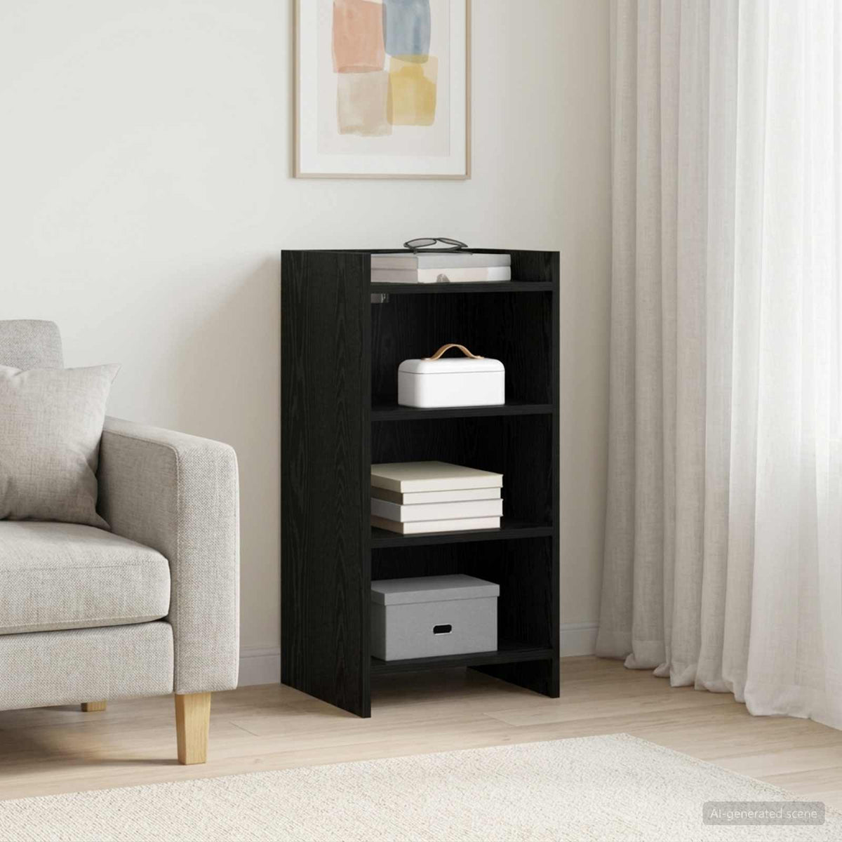 Dressoir Zwart eiken 40 x 36 x 80 cm Bewerkt hout is nu te koop bij PeponiXL, paradijselijk wonen!