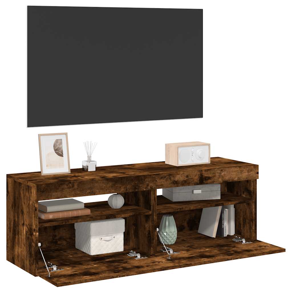 Tv-meubels 2 st met LED-verlichting 60x35x40 cm gerookt eiken is nu te koop bij PeponiXL, paradijselijk wonen!