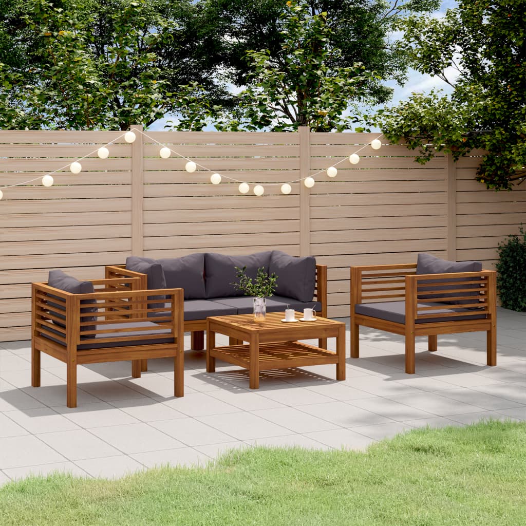 5-delige Loungeset met kussens massief acaciahout is nu te koop bij PeponiXL, paradijselijk wonen!